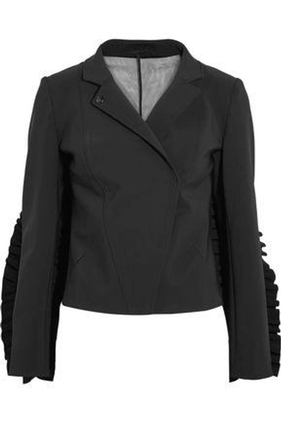 Shop Paskal Woman Tulle-paneled Ruffle-trimmed Cady Jacket Black