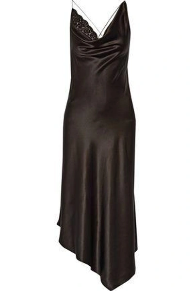 Shop Altuzarra Woman Moonshine Embellished Tulle-trimmed Asymmetric Stretch-silk Dress Black