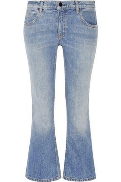 Shop Alexander Wang Woman Cropped Mid-rise Flared Jeans Light Denim