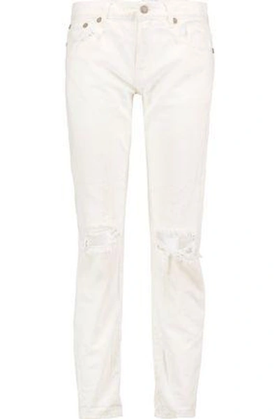 Shop R13 Woman Distressed Boyfriend Jeans White