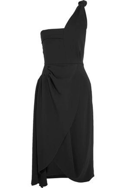 Shop Jw Anderson Woman One-shoulder Draped Crepe Dress Black