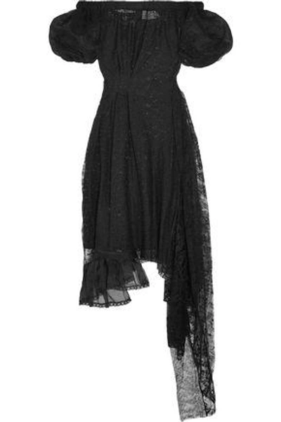 Shop Preen By Thornton Bregazzi Woman Ted Pleated Satin-twill Midi Dress Black
