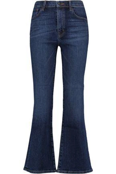 Shop J Brand Woman Carolina High-rise Flared Jeans Dark Denim