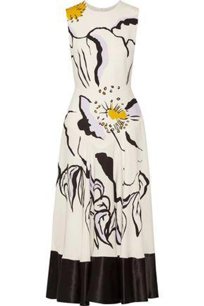 Shop Roksanda Woman Floral Print Silk-crepe Midi Dress White