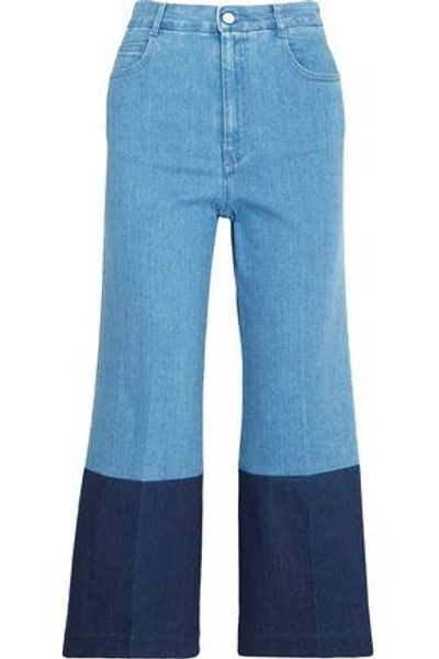 Shop Stella Mccartney Cropped High-rise Wide-leg Jeans In Light Denim