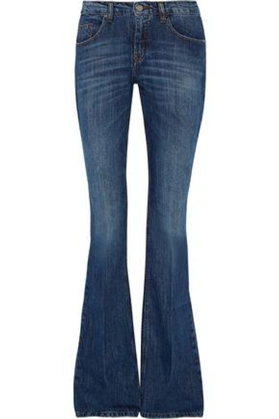 Shop Victoria Beckham Woman Mid-rise Flared Jeans Dark Denim