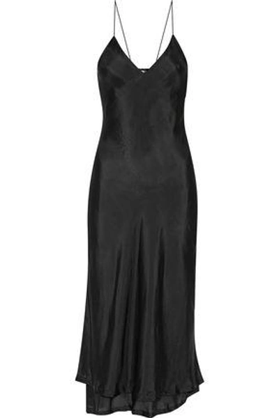 Shop Haider Ackermann Woman Lace-paneled Silk-satin Midi Dress Black
