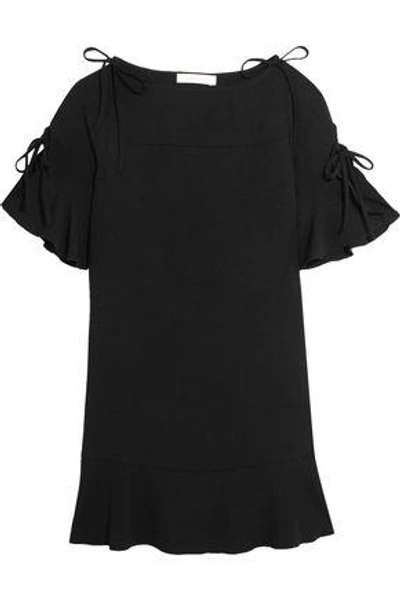 Shop See By Chloé Ruffled Crepe Mini Dress In Black