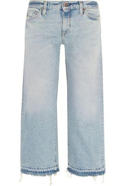 Shop Simon Miller Woman W005 Grants Cropped Frayed Wide-leg Jeans Light Denim