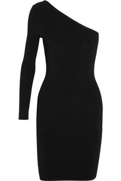 Shop Elizabeth And James Woman Brittany One-shoulder Ribbed-knit Dress Black