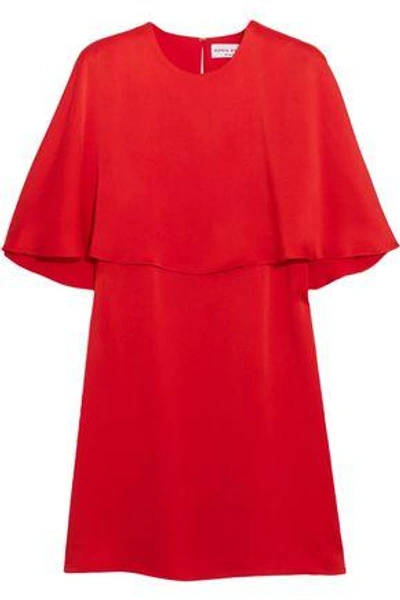 Shop Sonia Rykiel Woman Cape-effect Satin-crepe Mini Dress Red