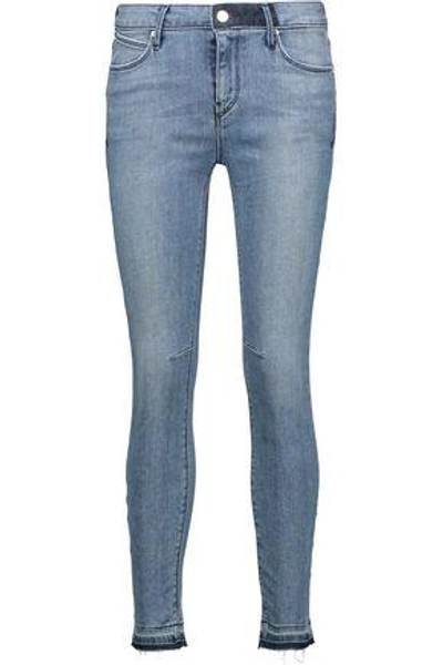 Shop Rta Woman Prince Mid-rise Cropped Skinny Jeans Light Denim