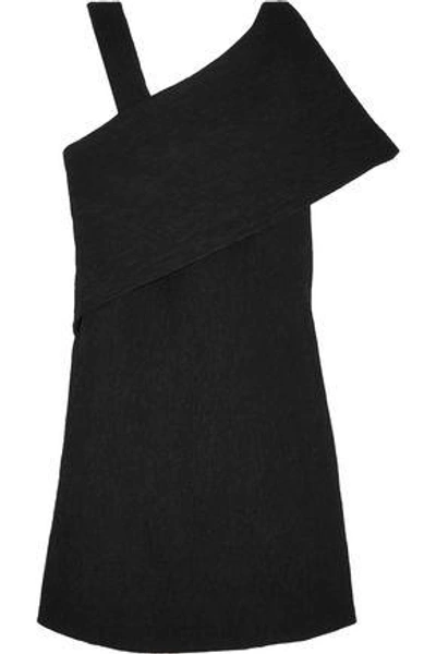 Shop Paper London Woman Zaha Asymmetric Plissé Mini Dress Black