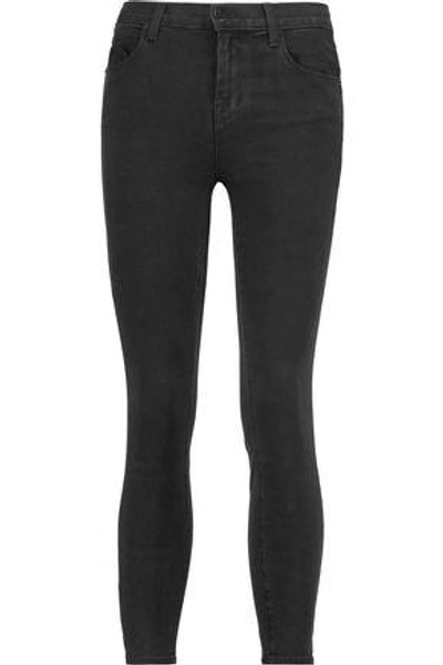 Shop J Brand Woman Alana Cropped Mid-rise Skinny Jeans Black