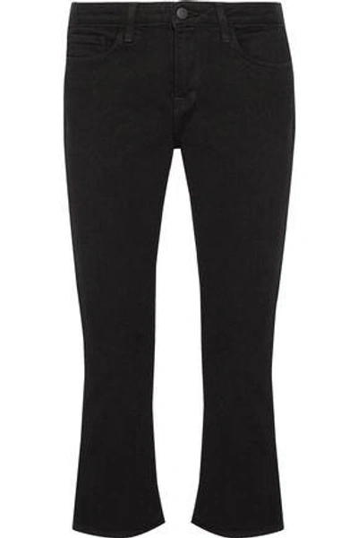 Shop L Agence L'agence Woman Charlotte Cropped Mid-rise Flared Slim-leg Jeans Black