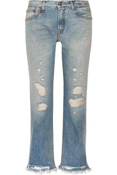 Shop R13 Woman Classic Distressed Boyfriend Jeans Mid Denim