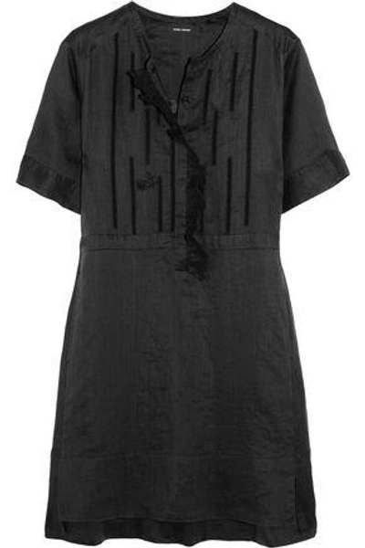 Shop Isabel Marant Woman Ariana Ruffled Broderie Anglaise Ramie Mini Dress Black