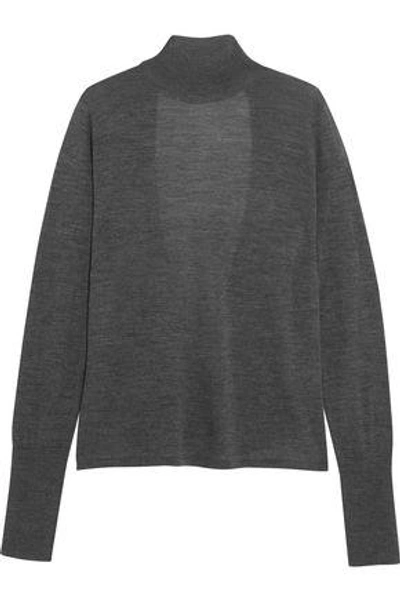 Shop Dion Lee Open-back Merino Wool Turtleneck Sweater In Gray