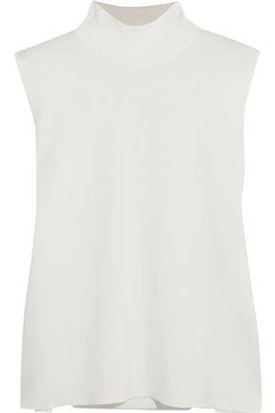 Shop Dion Lee Woman Open-back Stretch-knit Turtleneck Top Ivory