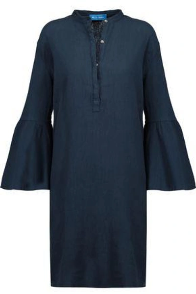Shop M.i.h. Jeans Woman Beck Textured-cotton Mini Dress Petrol