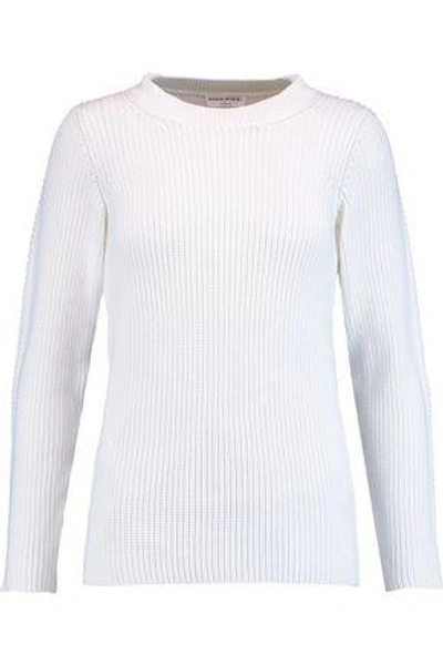 Shop Sonia Rykiel Woman Ribbed Cotton-blend Sweater White