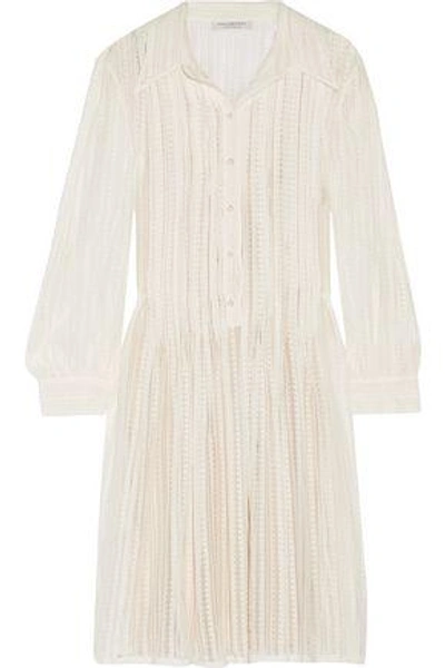 Shop Philosophy Di Lorenzo Serafini Woman Pleated Cotton-blend Lace Mini Dress White