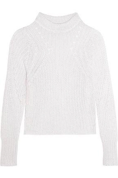 Shop Isabel Marant Woman Zutti Open-knit Linen-blend Sweater White