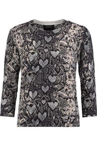 Markus Lupfer Woman Snake-print Cotton Sweater Anthracite In Anthracite