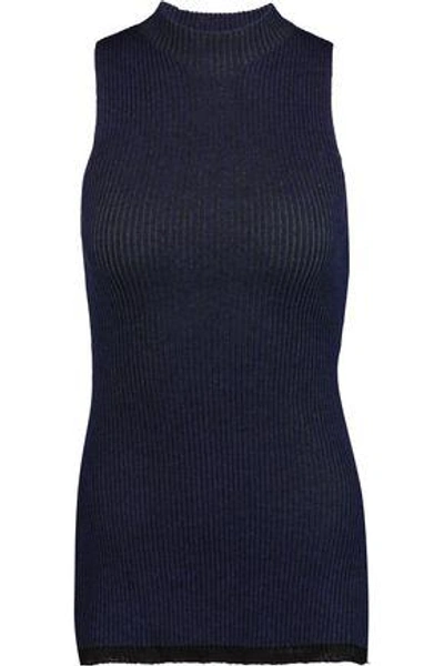 Shop 3.1 Phillip Lim / フィリップ リム Woman Ribbed Stretch Wool-blend Top Navy