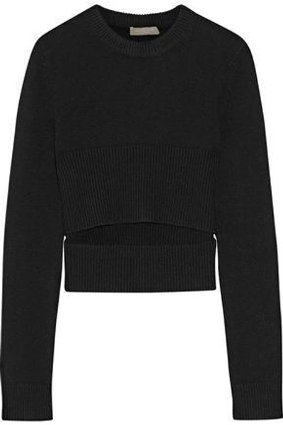Shop Michael Kors Woman Cutout Cashmere Sweater Black