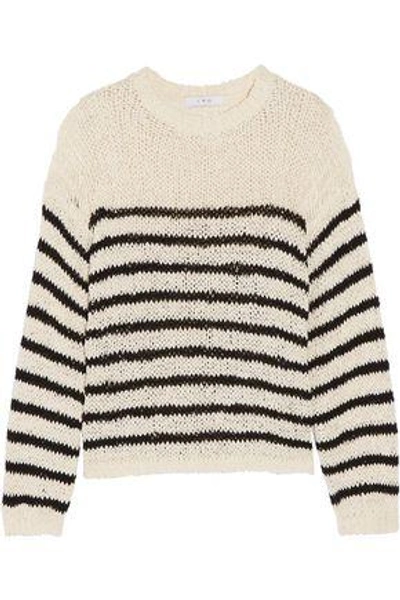 Shop Iro Woman Lolita Striped Open-knit Cotton-blend Sweater White