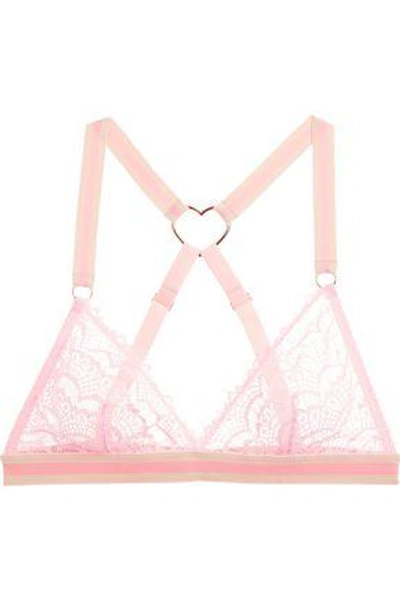 Shop Mimi Holliday Woman Bisou Lace Soft-cup Triangle Bra Baby Pink