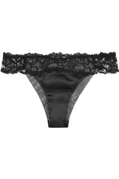 Shop La Perla Floral Vibes Satin, Lace And Tulle Briefs In Black