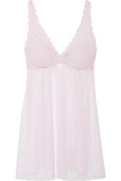 Shop Cosabella Abilene Lace And Tulle Chemise In Lavender
