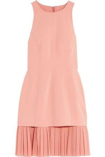 Shop Cinq À Sept Woman Catriona Layered Crepe And Chiffon Mini Dress Baby Pink