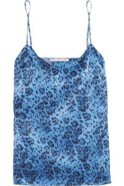 Shop Stella Mccartney Woman Ellie Leaping Leopard-print Stretch-silk Satin Camisole Blue