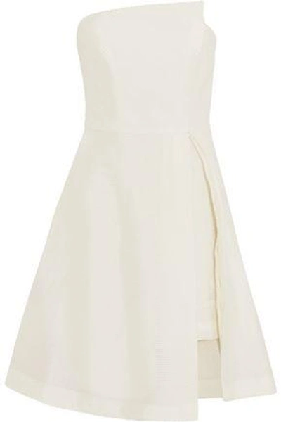 Shop Halston Heritage Strapless Jacquard Mini Dress In White