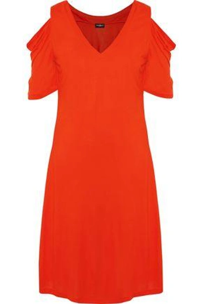 Shop Cosabella Erika Cold-shoulder Stretch-jersey Nightdress In Tomato Red