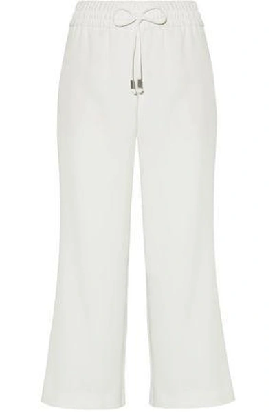 Shop Alice And Olivia Woman Cropped Crepe Wide-leg Pants White