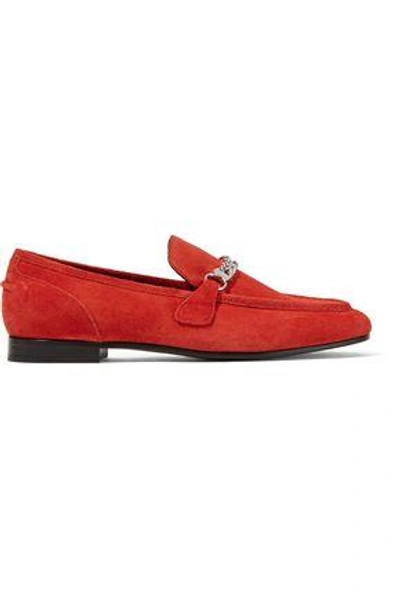 Shop Rag & Bone Woman Cooper Suede Loafers Red