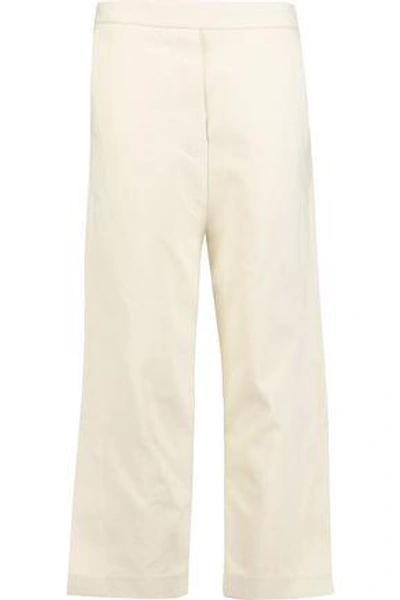 Shop Ellery Woman Yoko Cropped Cotton-blend Twill Wide-leg Pants Cream