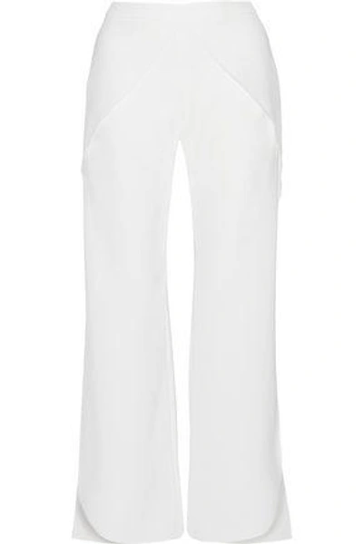 Shop Goen J Wrap-effect Crepe Wide-leg Pants In White