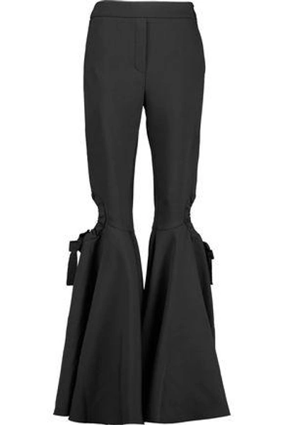 Shop Ellery Woman Fantasy Cutout Satin Flared Pants Black