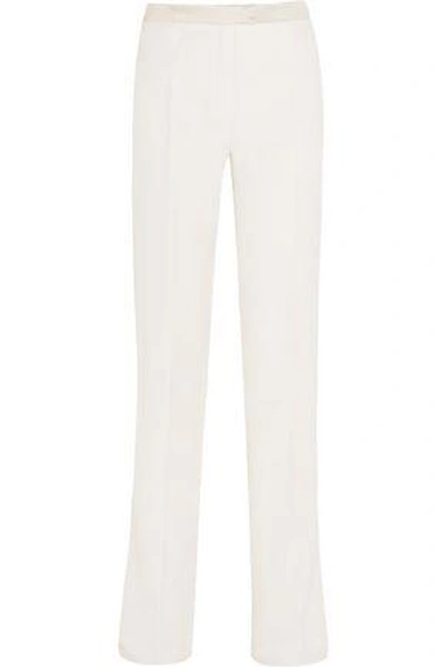 Shop Pallas Woman Hector Crepe-trimmed Satin Wide-leg Pants White