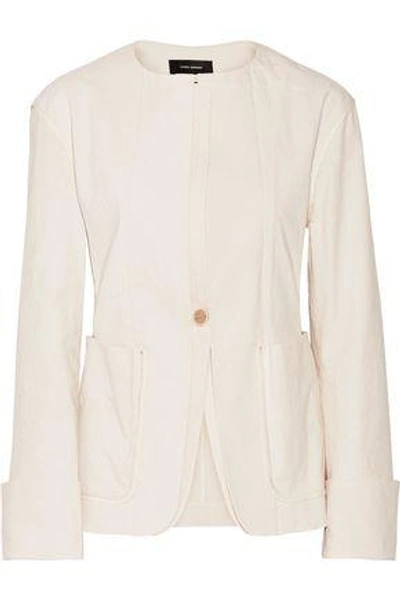 Shop Isabel Marant Woman Honey Stretch Cotton-blend Jacket Ecru