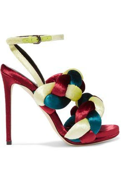 Shop Marco De Vincenzo Woman Braided Velvet Sandals Claret