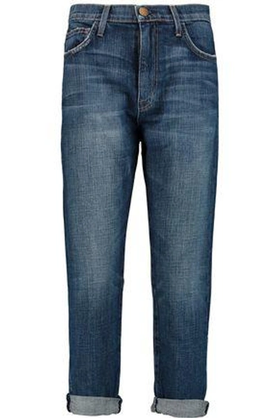 Shop Current Elliott The Slouchy Mid-rise Straight-leg Jeans In Mid Denim