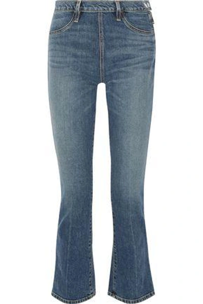 Shop Elizabeth And James Nerd Cropped Mid-rise Flared Jeans In Mid Denim