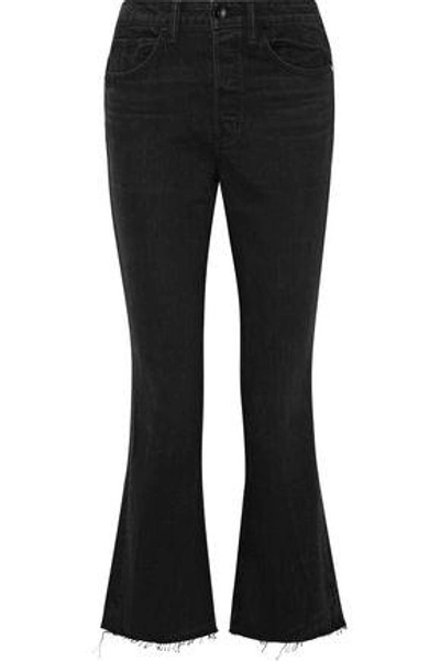 Shop Helmut Lang Woman Cropped High-rise Flared Jeans Black