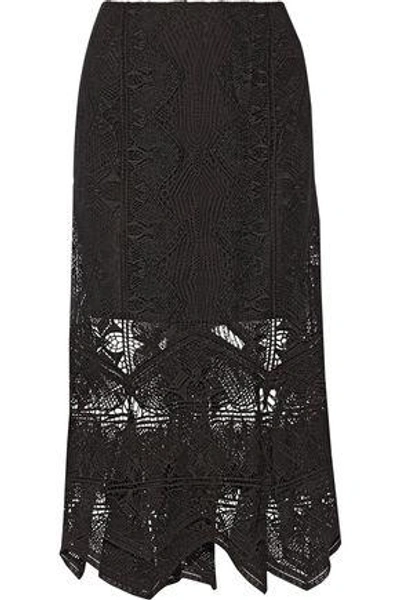Shop Jonathan Simkhai Woman Guipure Lace Midi Skirt Black